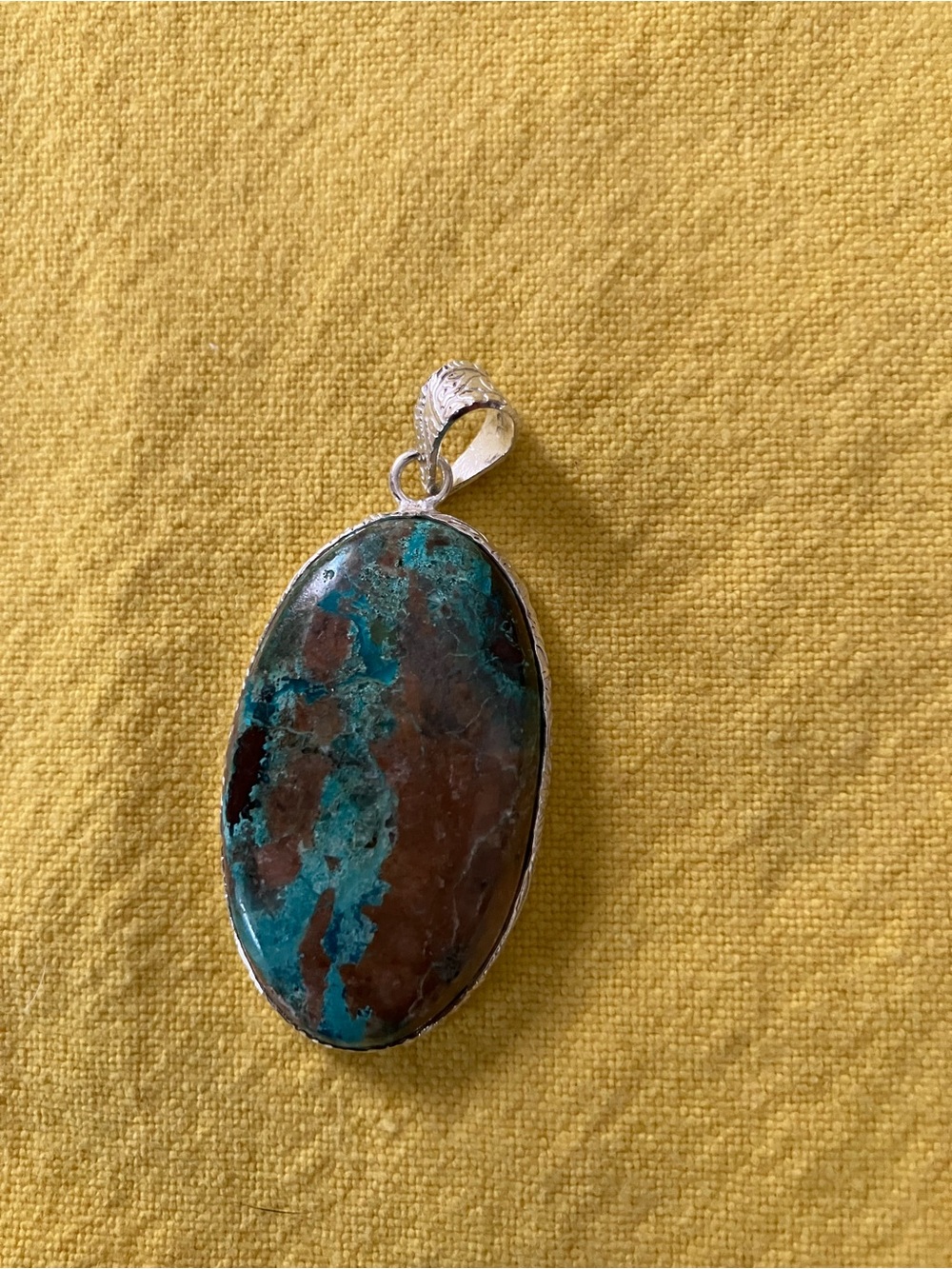 Silver Plated Chrysocolla Pendant